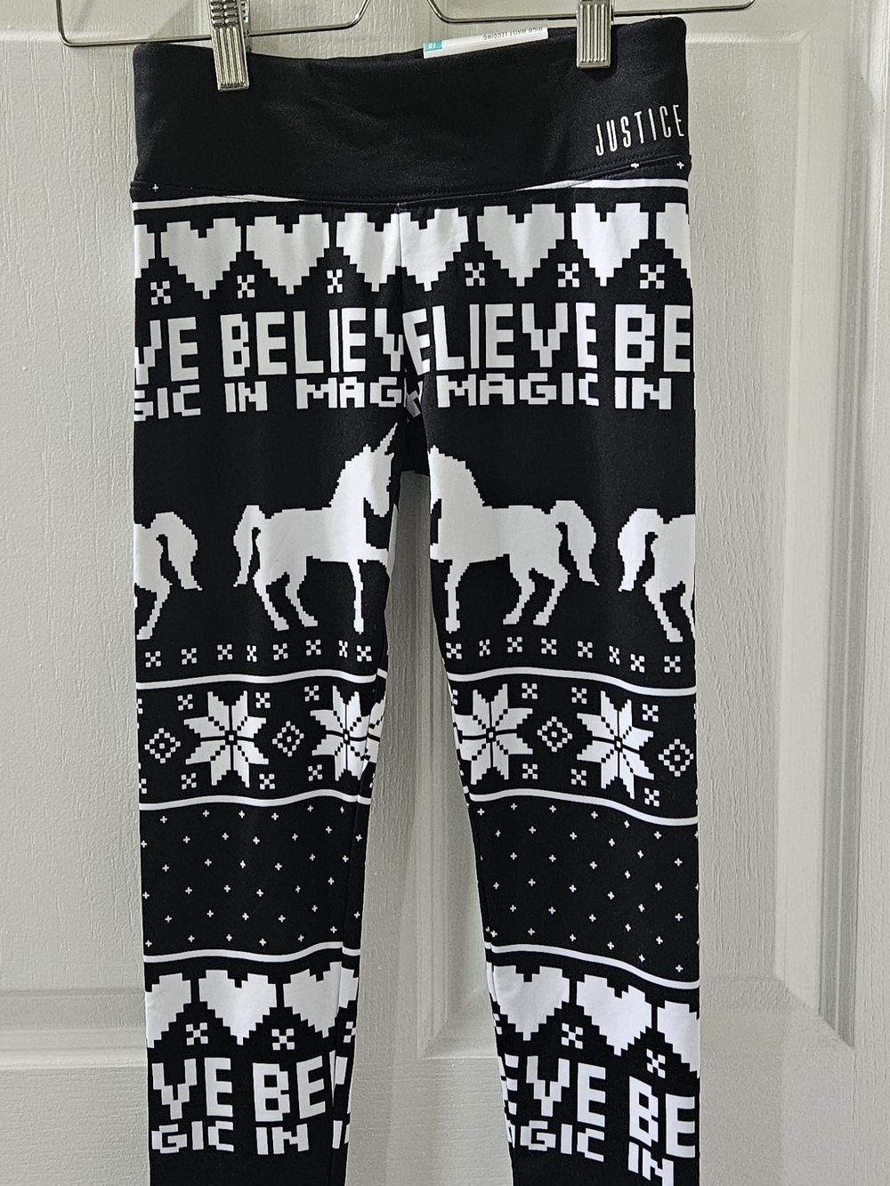 Justice Black & White Unicorn Print Leggings